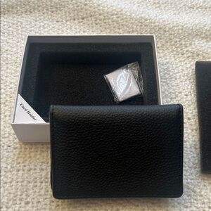 NWT Things Remembered Black Leather Card Holder